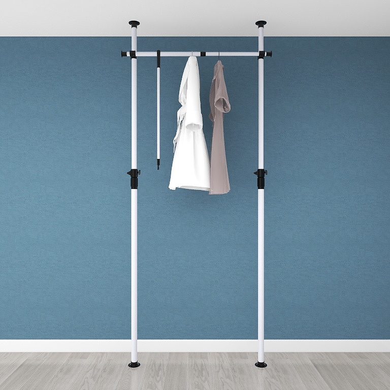 简易衣柜顶天立地衣帽间架子挂衣杆家用落地金属衣服柜更衣室置物