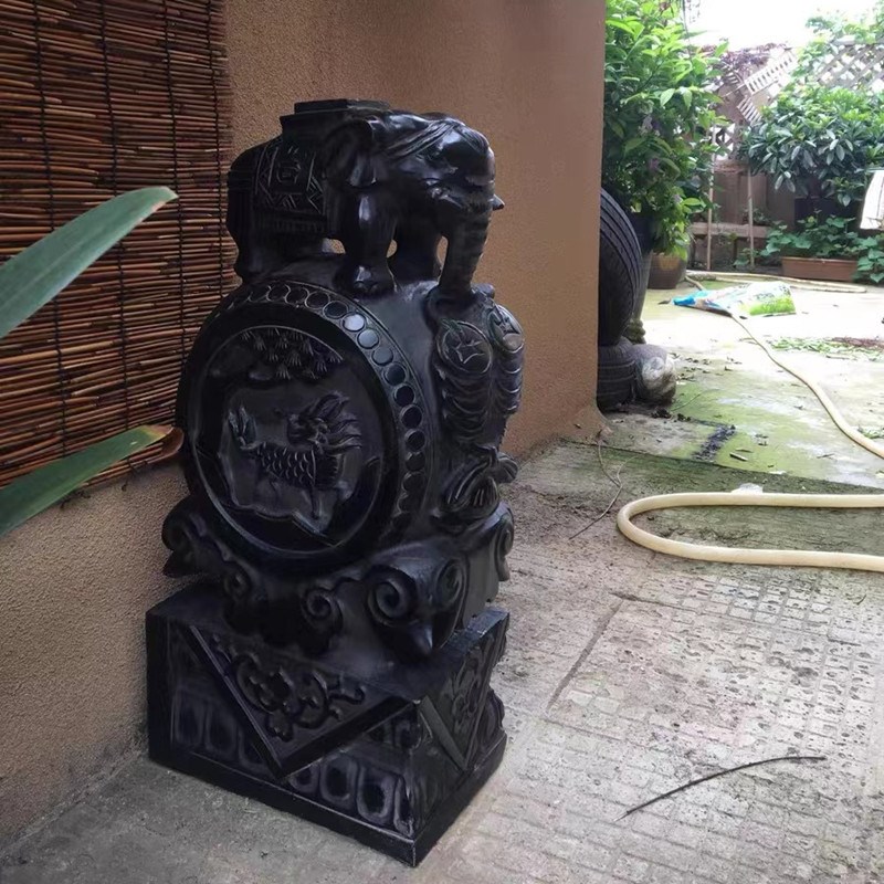 石雕门墩抱鼓石一对青石仿古做旧门当户对石貔貅小象石鼓门口摆件