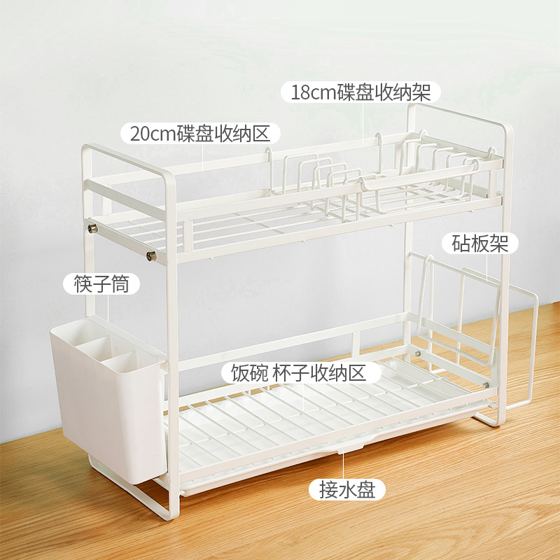 双层碗筷餐具沥水架厨房台面小型碗碟碗架置物架窄放盘沥碗收纳盒