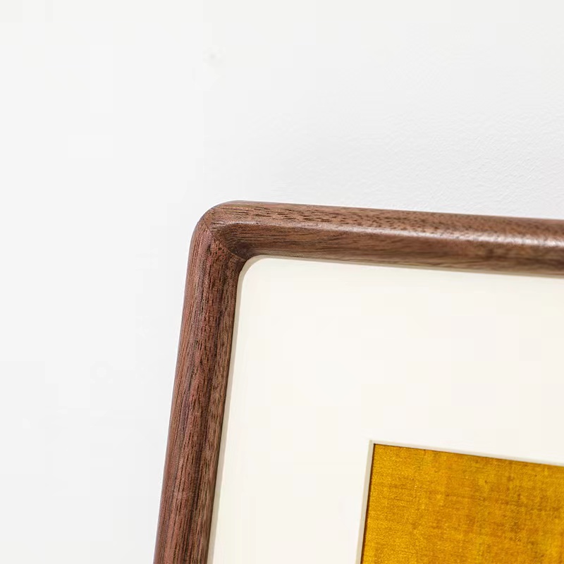 实木挂墙胡桃木画框字画装裱窄边明式圆角榫卯长方形斗方照片相框
