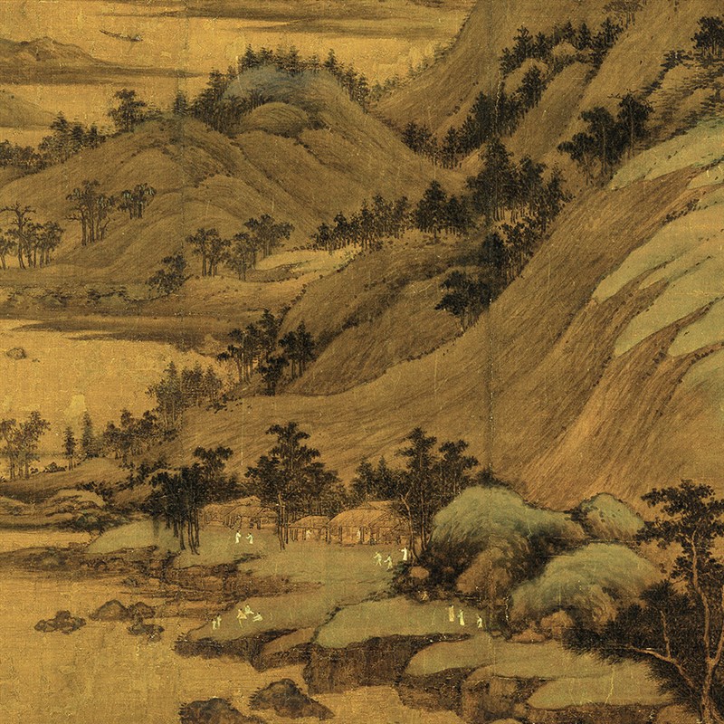 五代 董源 龙宿郊民图绢本台北故宫馆藏 国画名家字画 宣纸画心