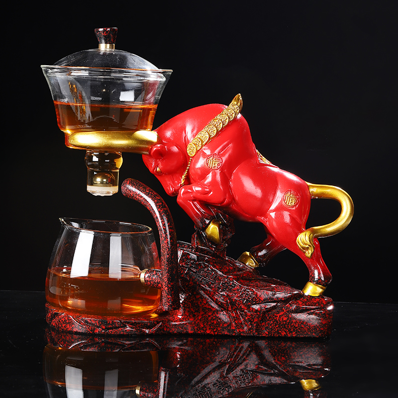 亿凯鑫自动功夫茶具套装底坐牛气冲天整套玻璃懒人防烫冲泡茶神器