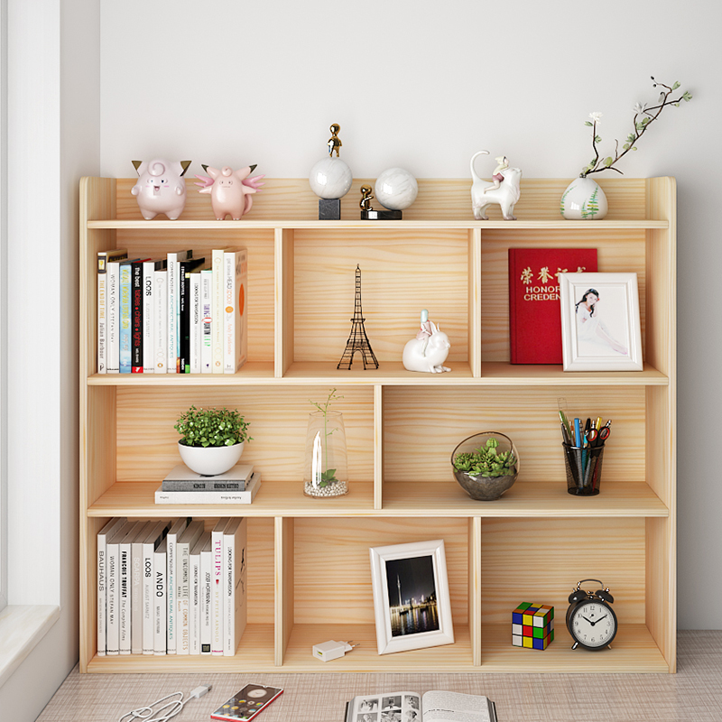 实木桌面书架书桌桌上书柜置物架飘窗多层办公桌收纳柜木质小上