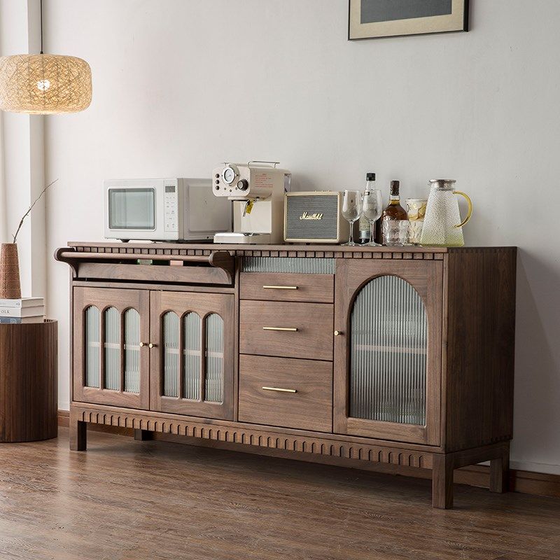 原沐居北美黑胡桃木餐边柜全实木复古风带抽斗柜收纳柜靠墙储物柜,住宅家具,餐边柜,淘宝优惠券,粉丝福利购,淘宝优惠卷