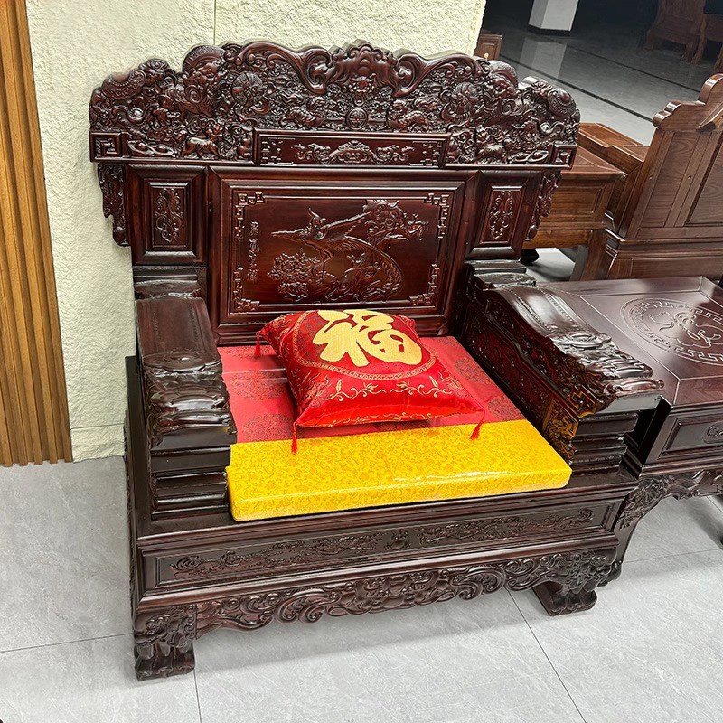 新中式实木沙发组合客厅家用雕花明清I古典仿古仿红木大别墅家具