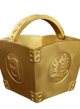 纯黄铜日进金斗铜斗摆件家用聚财米斗聚宝T盆金斗装饰摆设