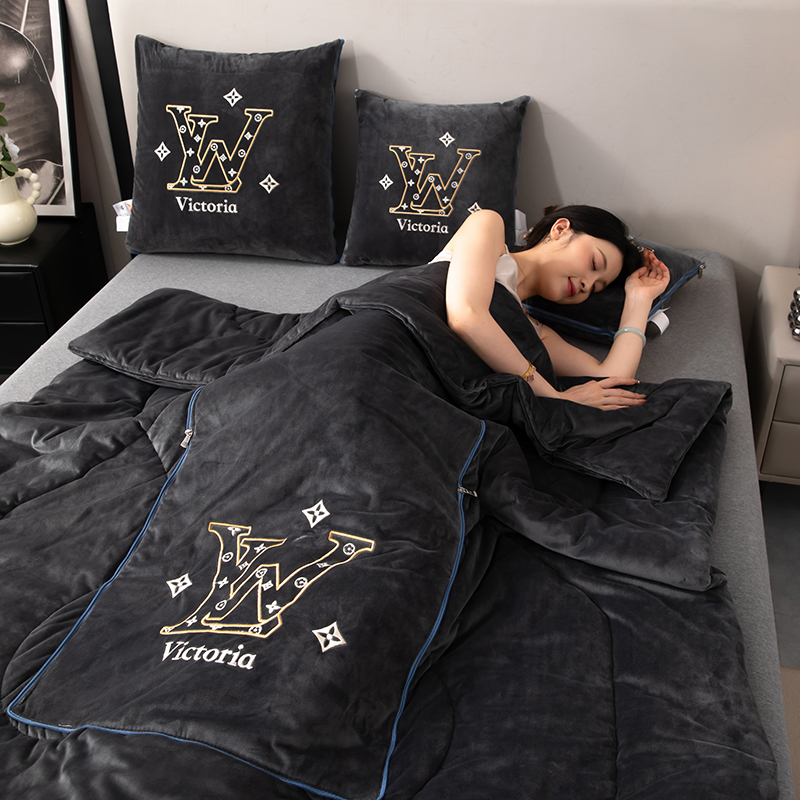 A类婴儿绒 加厚抱枕被q子两用二合一车内办公室午睡被折叠靠枕毯