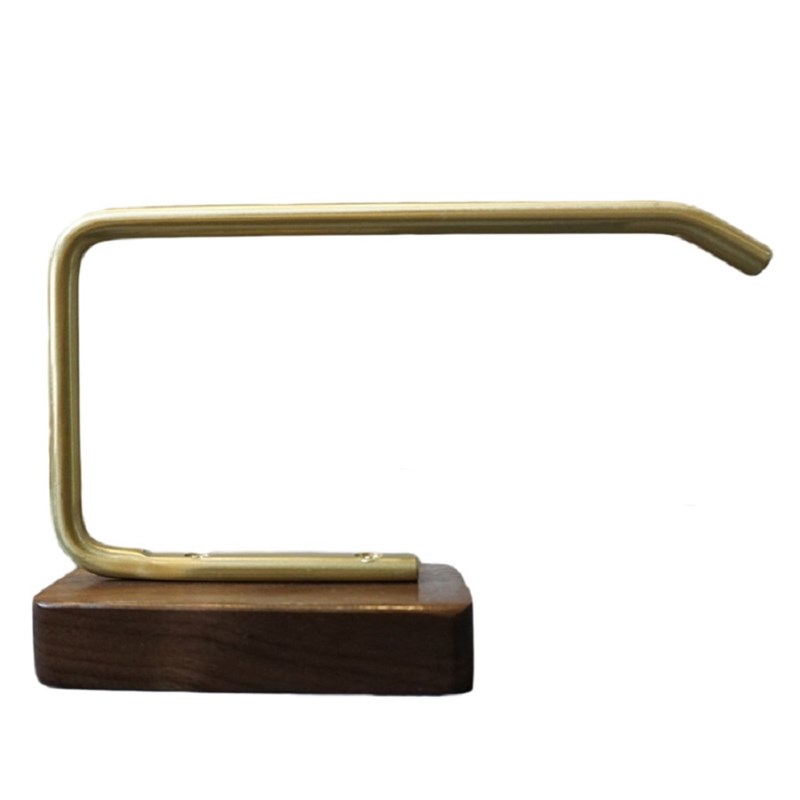 实木黄铜创意卷纸架卫生间金色y纸巾架免打孔厨房收纳黑胡桃纸巾