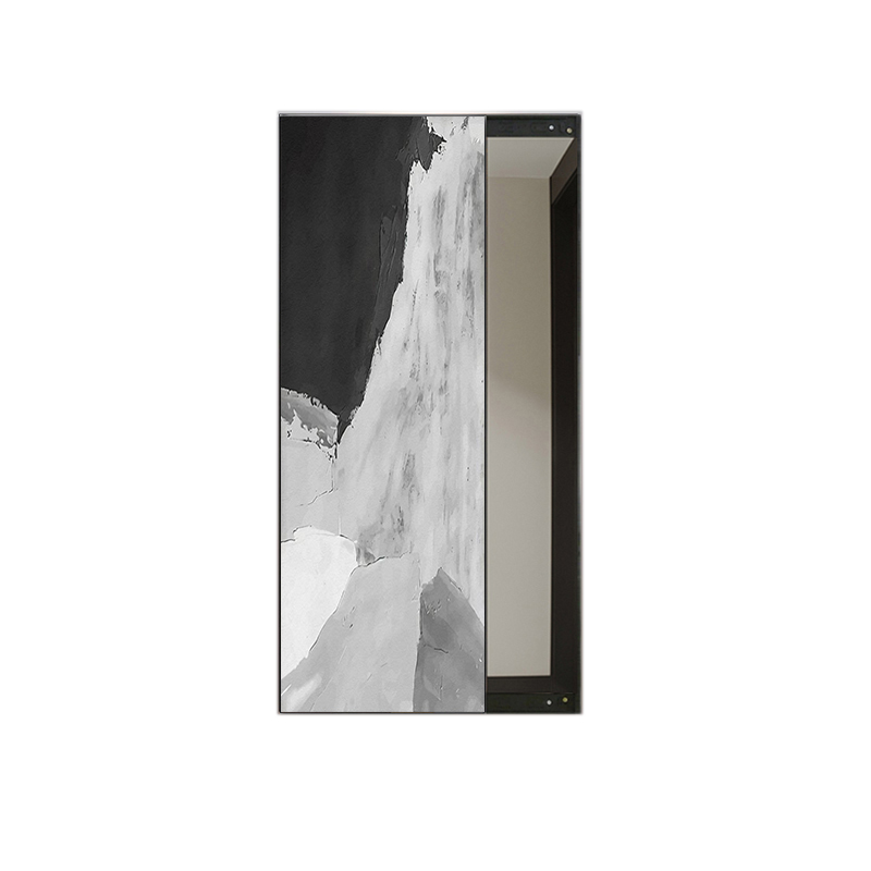 简约镜子玄关隐藏式推r拉穿衣镜高端全身镜现代装饰画客厅试衣镜