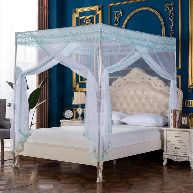 落地式宫廷蚊帐g双人1.8m2米单人1.5m不锈钢支架家用加密纱3开门