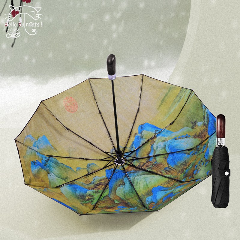 艺猫全自b动雨伞10骨古风伞开收抗风加大折叠伞晴雨两用男