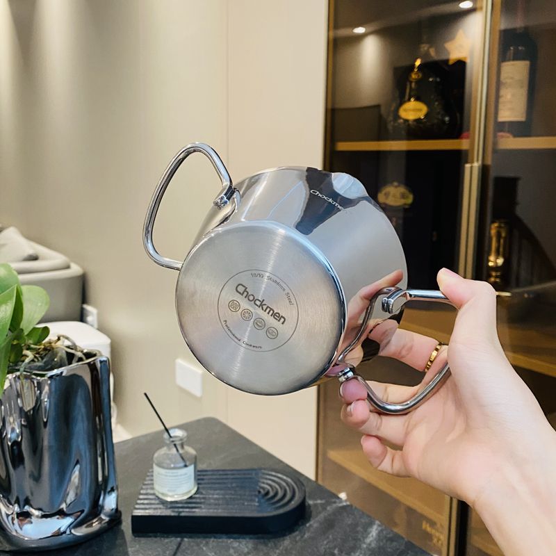 加厚儿童锅18/10不锈钢小奶锅热奶油炸30N4双耳副食品锅蒸蛋热油