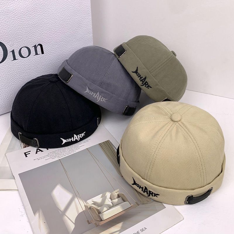 嘻哈酷帅鲨鱼刺绣地主帽子女ins潮百搭地痞帽春夏季薄款瓜皮帽男