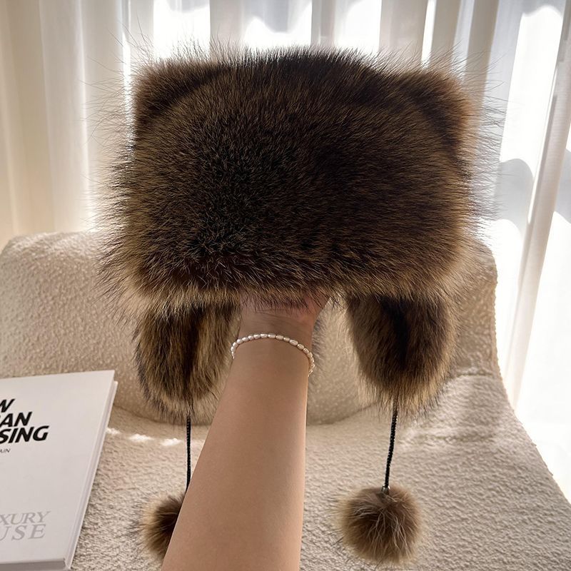 新款仿貉皮帽子骑行儿童雷锋帽冬季护耳朵保暖皮草帽成人帽男女潮