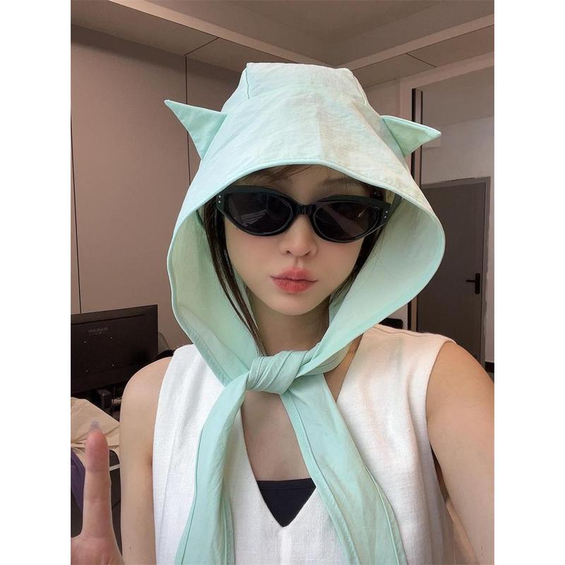 小恶魔速干帽子女出游度假防晒帽百搭显脸小猫耳朵可爱搞怪渔夫帽