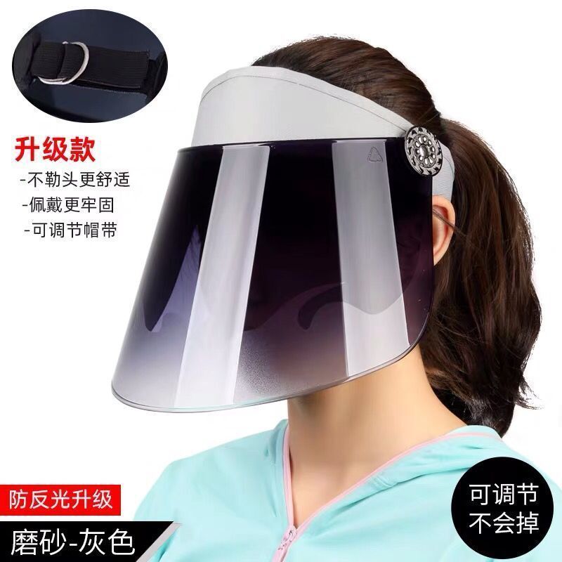 夏天骑电动遮阳面罩摩托自行车防风防晒紫外线挡雨镜片空顶凉帽子