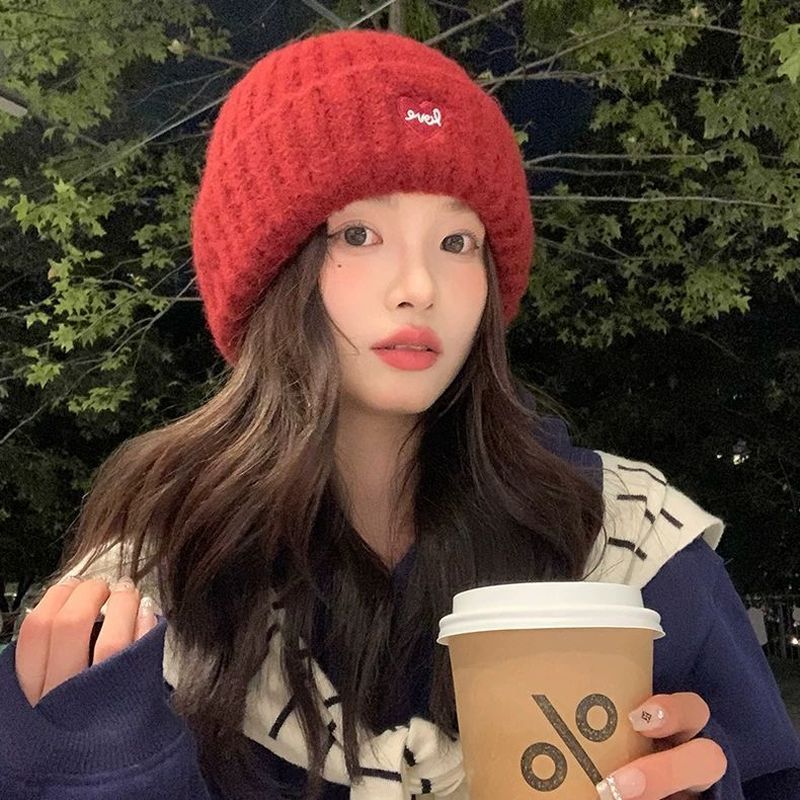 安可拉红显白保暖毛线针织帽子秋冬款护耳显脸小2024秋冬新款百搭