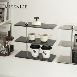 MISSNICE304不锈钢杯架首饰手办珠宝展示双层置物架化妆品收纳架