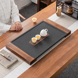 仿乌金石茶盘办公室家用泡茶功夫茶具茶台小型茶盘自动排水 新中式