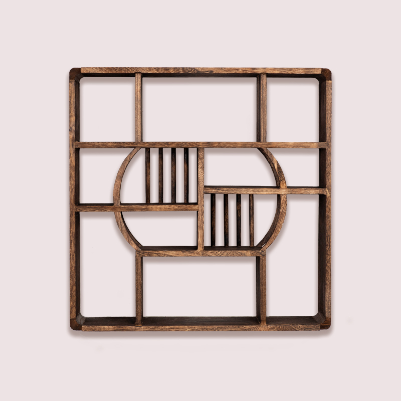 实木茶架子置物架挂墙博古架壁挂式茶杯展示架 茶室置物架 新中式