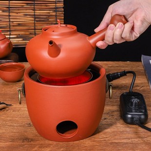 围炉煮茶潮州砂铫壶红泥炭炉家用烧烤炉木炭泥炉电炭两用烧水茶炉