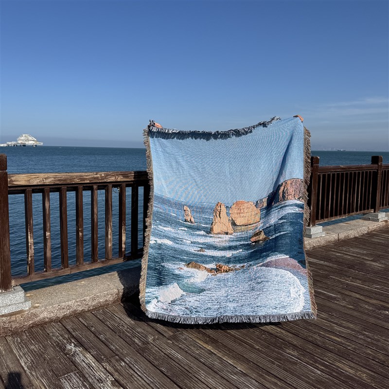 澳洲墨尔本大洋路风光十二门徒石挂毯海边装饰Z毯沙滩毯子