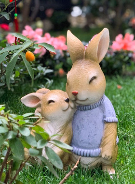 庭院花园装饰创意可爱动物仿真兔子办公室柜E子卡通树脂工艺品摆