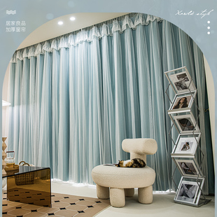 100%全遮光遮阳窗帘加厚卧室客厅简约现代轻奢大气挂钩式布纱一体