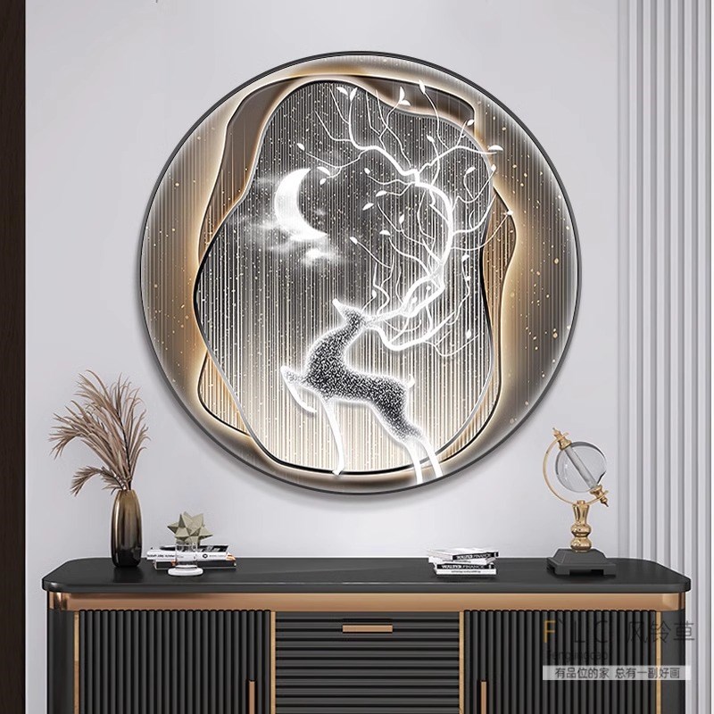 5d钻石画2025新款客厅满钻麋鹿图点砖贴画定制带P框十字绣现代202