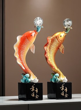 年年有余办公室锦鲤鱼桌面开业招财摆件客厅酒柜装饰乔Z迁新居礼