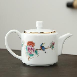 简约三才盖碗泡茶器办公茶杯 正竹羊脂玉茶壶陶瓷家用功夫茶具中式