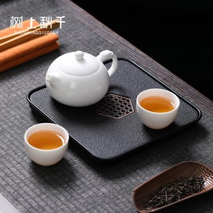 羊脂玉白瓷茶壶茶杯小茶盘功夫茶具家用客厅 树上秋千严选茶具套装