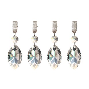 4件套装 水晶玻璃水滴棱镜吊坠挂件适用野餐桌 桌布坠子金属夹套装