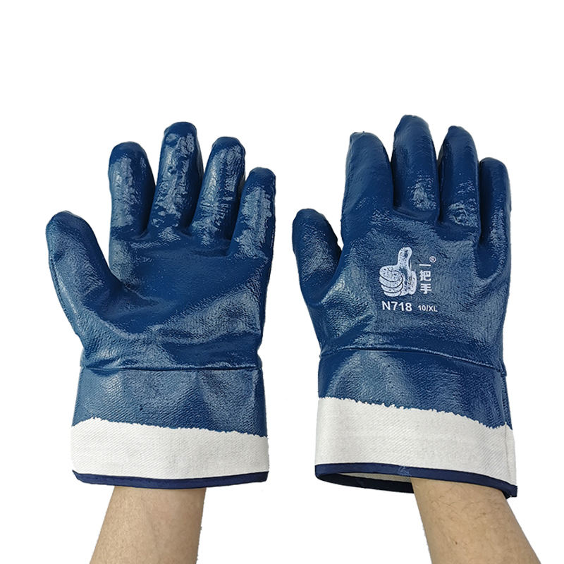 登升一把手N718全浸耐油手套.劳保耐油酸碱耐磨手套丁腈浸胶手套
