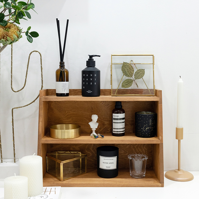 木质多层置物架 甜品台蛋糕展示架 三层阶梯收纳架桌面杂物收纳盘