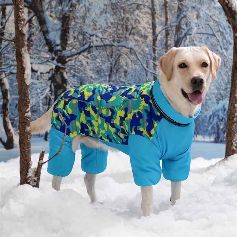 拉布拉多棉衣中大型犬棉服金毛柴犬秋冬装宠物加绒加厚红色四脚衣