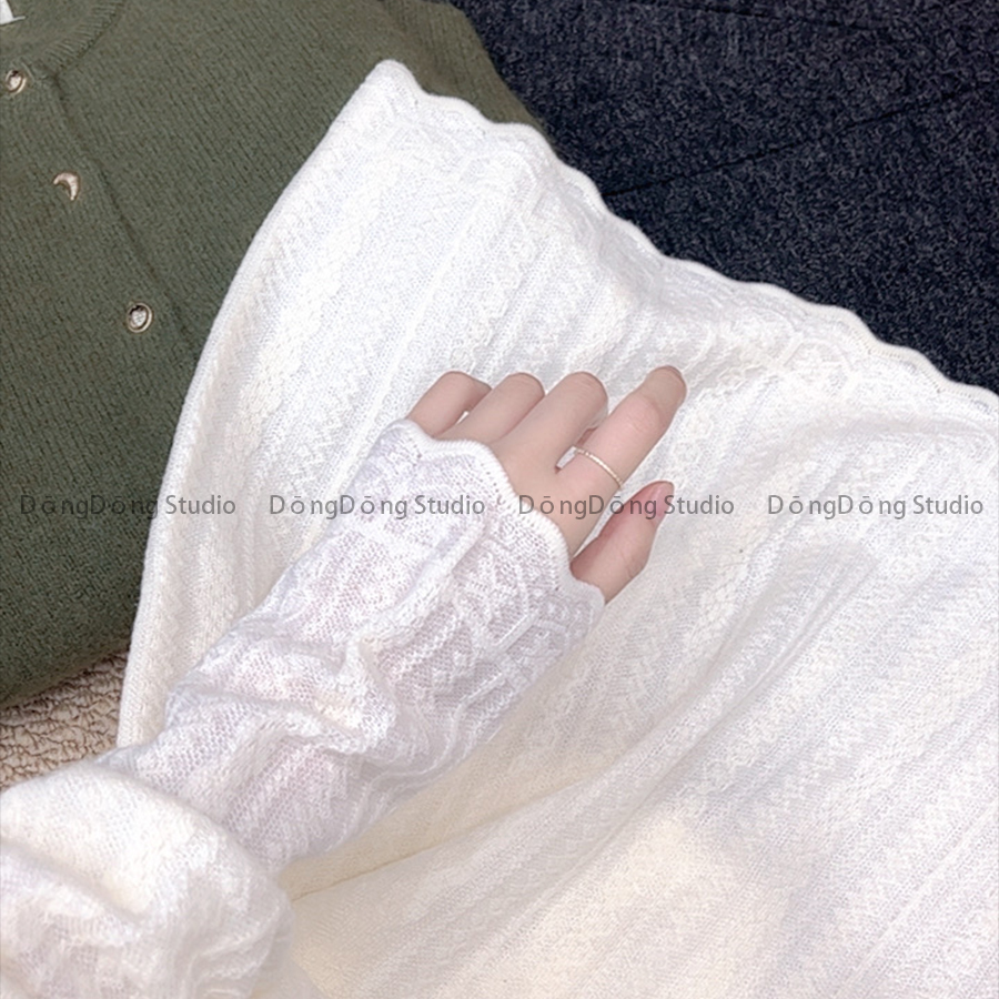 秋冬新品【欧根纱蕾丝1号】花边圆领套头纯色宽松长袖打底衫3563A