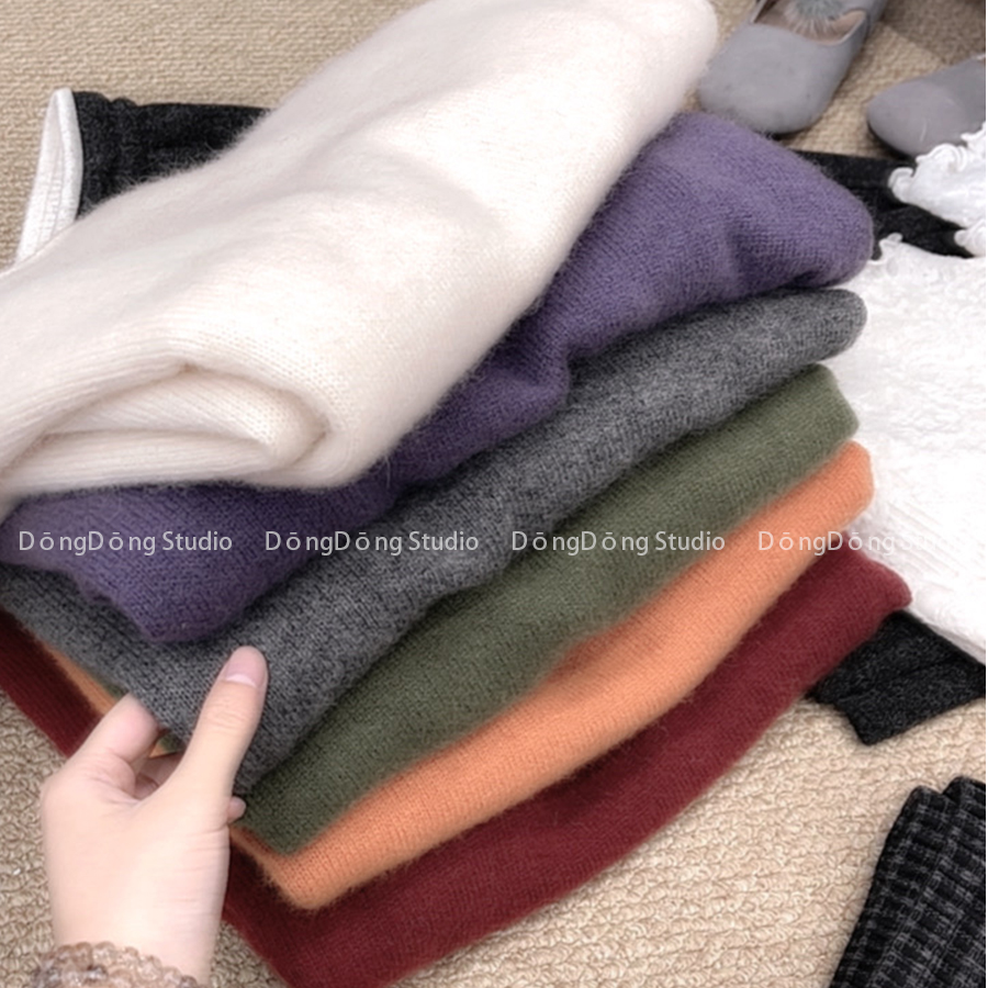 特！售完无补！后领丝绒扣圆领套头纯色宽松长袖针织衫毛衣NY-022