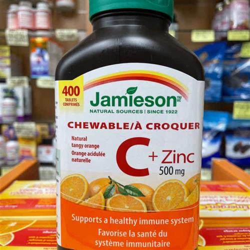 27年5月加拿大直邮Jamieson健美生维生素C +锌咀嚼片橙子味400粒