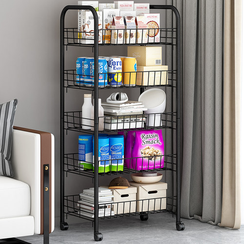 厨房置物架落地多层小推车收纳储物架可移动家用品大全蔬菜篮架子