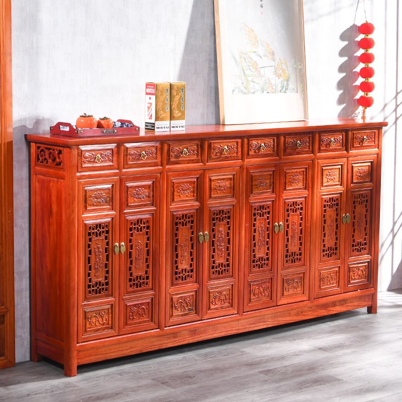 鞋柜全实木新中式家用门口门厅玄关柜大容量多层储物鞋架收纳榆木