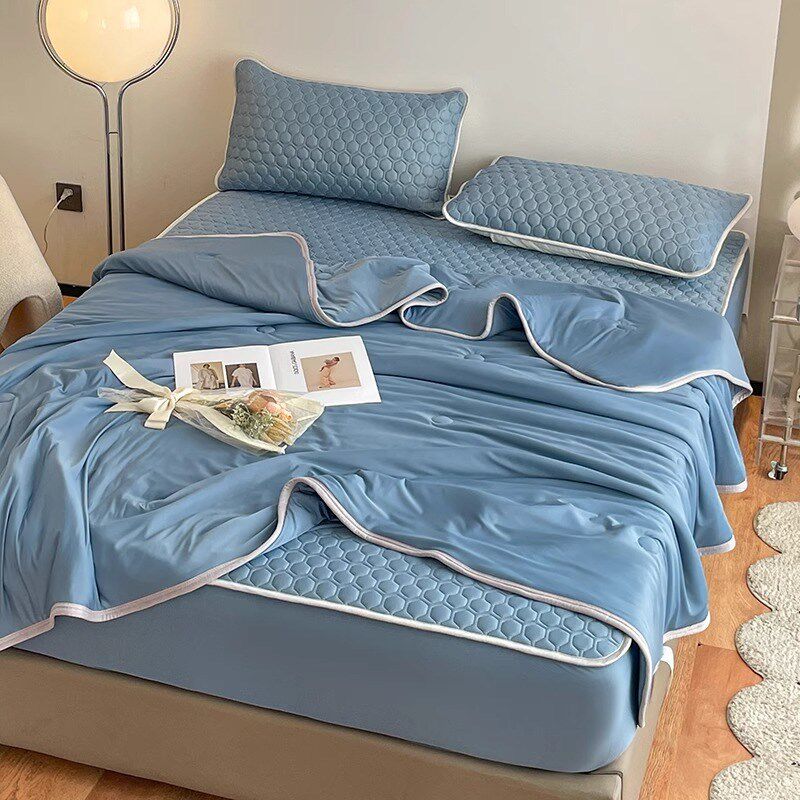 乳胶凉席四件套床笠款夏季冰丝席三件套床笠罩床垫床套2025新紫色