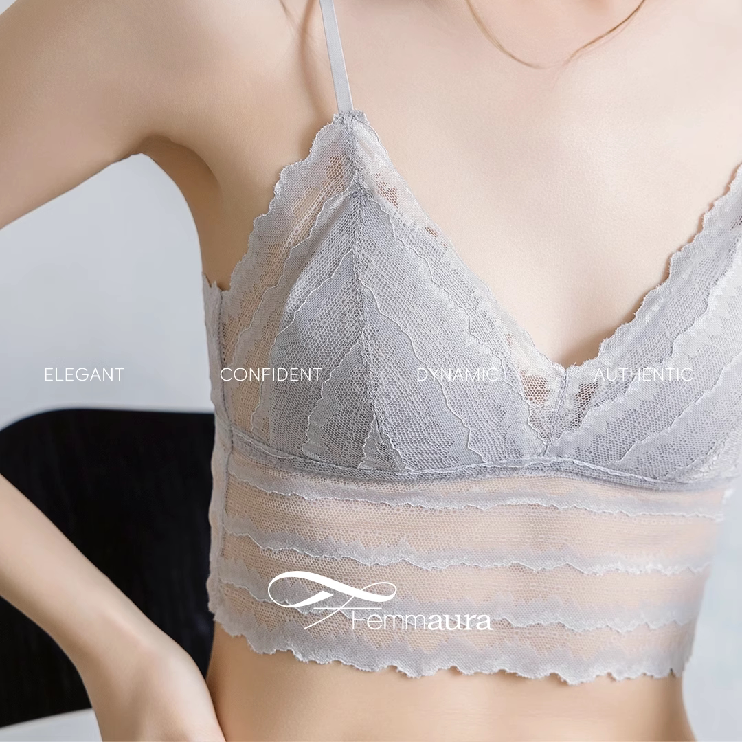 FEMMAURA 澈丨网纱波浪纹蕾丝美背吊带内衣 Karen 凯伦