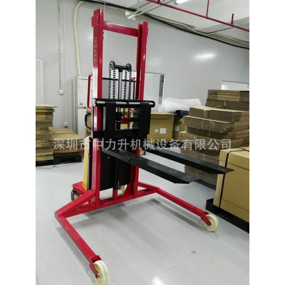 宽支脚半电动堆高车加宽货叉堆高机升高车电动装卸叉车