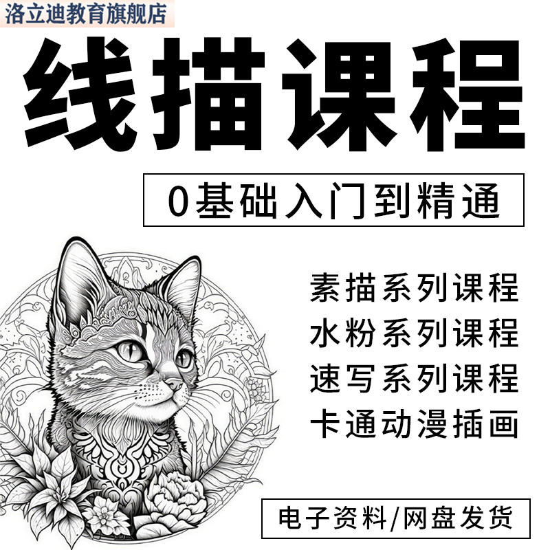 线描装饰画课程教程视频零基础创意美术画画课件培训课程教案2025图片