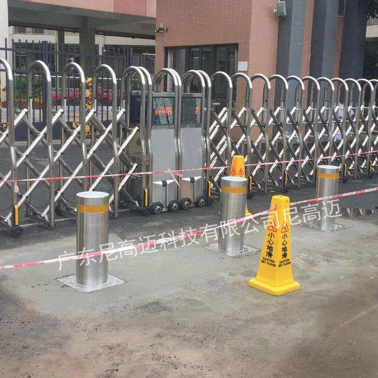 智能不锈钢路桩广州培正小学电动升降防撞柱遥控自动起落车挡厂家
