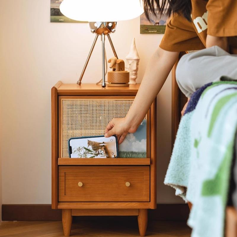 阑珊床头柜实木35cm宽小尺寸北欧日式樱桃木超窄简约多功能床头柜