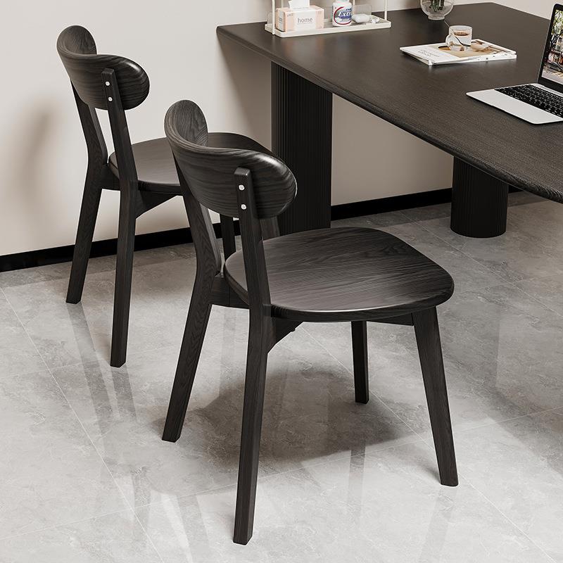 实木餐椅家用餐厅黑色餐桌椅子咖啡厅凳子靠背椅现代风洽谈书