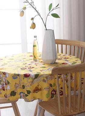 美式乡村黄色富贵鸟圆形桌布派对装饰茶几小圆桌布亚马逊热卖台布