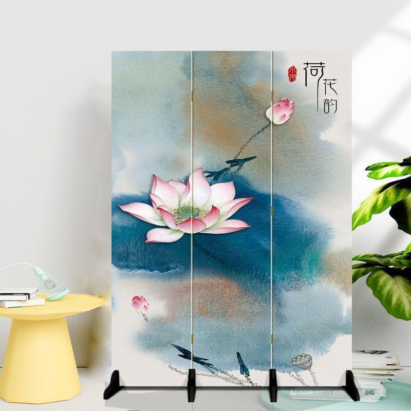 屏风隔断客厅卧室卫生间厕所入户进门口遮挡家用小户型新中式荷花